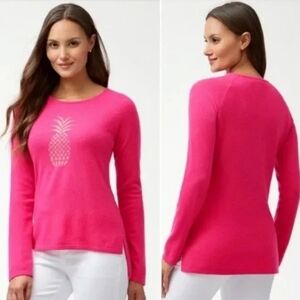 Tommy Bahama Wool & Cashmere Long Sleeve Bright Pink Scoop Neck Sweater - Sz S